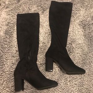 Mid Calf Suede Black Boots